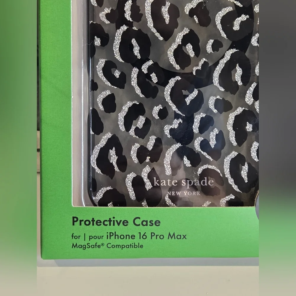Kate Spade Black and Silver Leopard iPhone 16 Pro Max Case